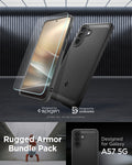 ACS11407 - Spigen Rugged Armor Bundle Pack for Samsung Galaxy A57 5G in Black including case and screen protector, designed for Samsung