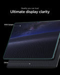 AGL11954 - Galaxy Tab S12+ Glas.tR EZ Fit Pro showing a comparison of screen clarity with the screen protector and another screen protector.