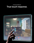 AGL11954 - Galaxy Tab S12+ Glas.tR EZ Fit Pro showing a finger touching the protected tablet display to demonstrate responsive touch sensitivity.