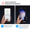AGL05952 - Galaxy S23 Plus EZ FIT GLAS.tR Screen Protector how to improve fingerprint recognition. Register the same fingerprint twice. Scan your fingerprint longer and with more pressure than usual.