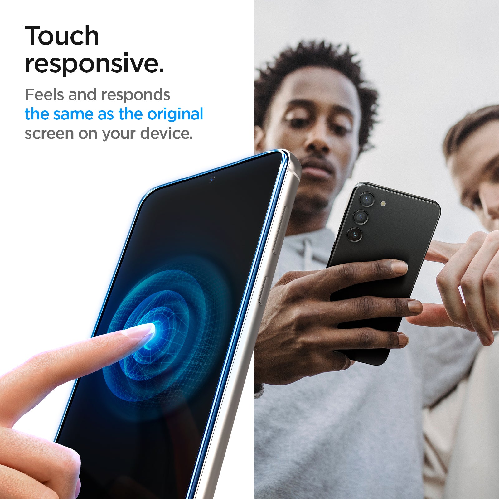 AGL05958 - Galaxy S23 EZ FIT GLAS.tR Screen Protector  touch responsive. Feels and responds the same as the original screen on your device.