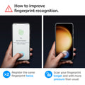 AGL05958 - Galaxy S23 EZ FIT GLAS.tR Screen Protector how to improve fingerprint recognition. Register the same fingerprint twice. Scan your fingerprint longer and with more pressure than usual.