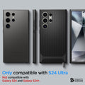 ACS07304 - Galaxy S24 Ultra Case Neo Hybrid in Black showing the compatibility with S24 Ultra. Not compatible with Galaxy S24 and Galaxy S24+
