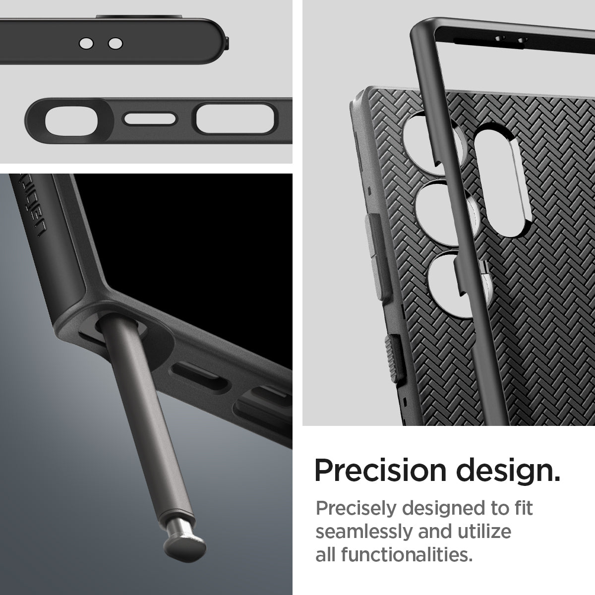 ACS07304 - Galaxy S24 Ultra Case Neo Hybrid in Black showing the precision design. Precisely designed to fit seamlessly and utilize all functionalities