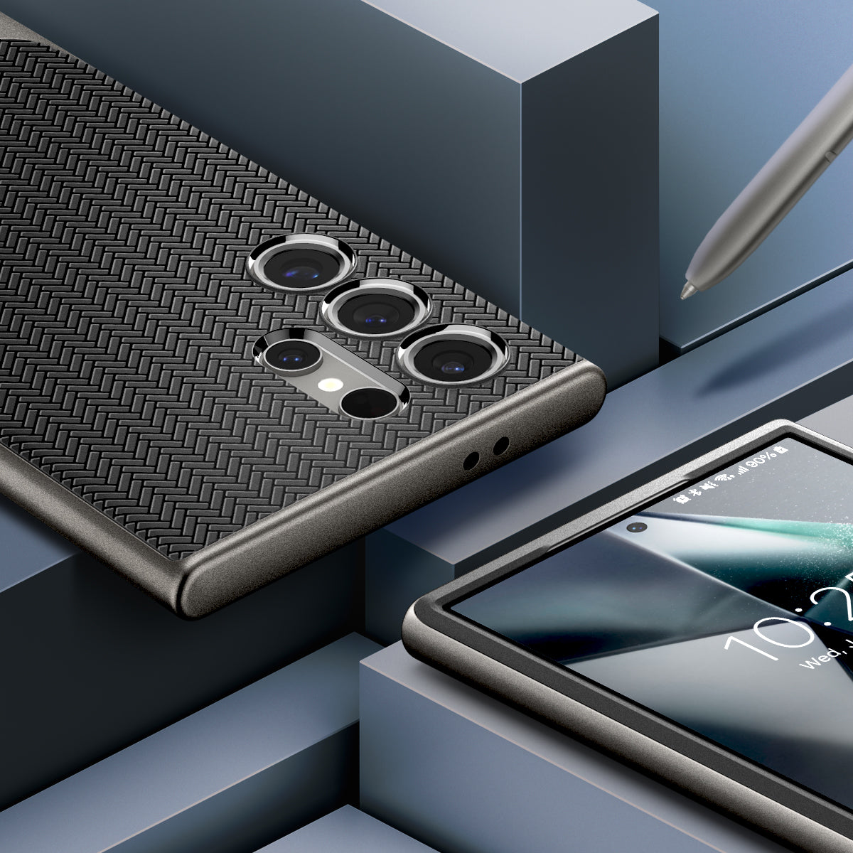 ACS07305 - Galaxy S24 Ultra Case Neo Hybrid in Gunmetal showing the back, partial front, top and sides