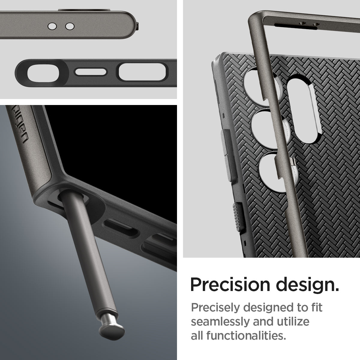 ACS07305 - Galaxy S24 Ultra Case Neo Hybrid in Gunmetal showing the precision design. Precisely designed to fit seamlessly and utilize all functionalities