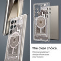 ACS07624 - Galaxy S24 Ultra Case Ultra Hybrid Metal Ring Zero One (MagFit) in Natural Titanium the clear choice. minimal and smart design showcases your galaxy.