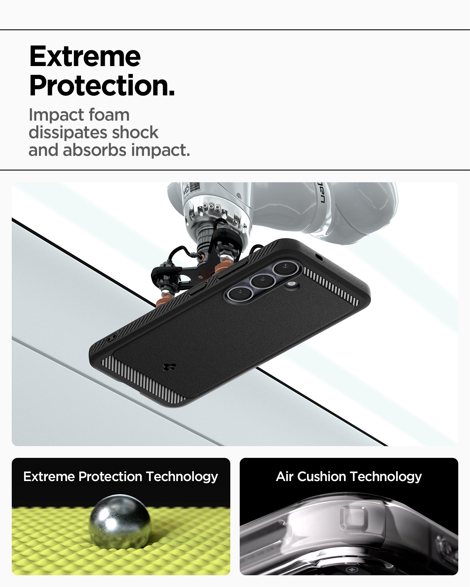 ACS08977 - Galaxy S25 Plus Case Rugged Armor (MagFit) in Matte Black Extreme protection. Impact foam dissipates shock and absorbs impact. Extreme protection technology. Air cushion technology.