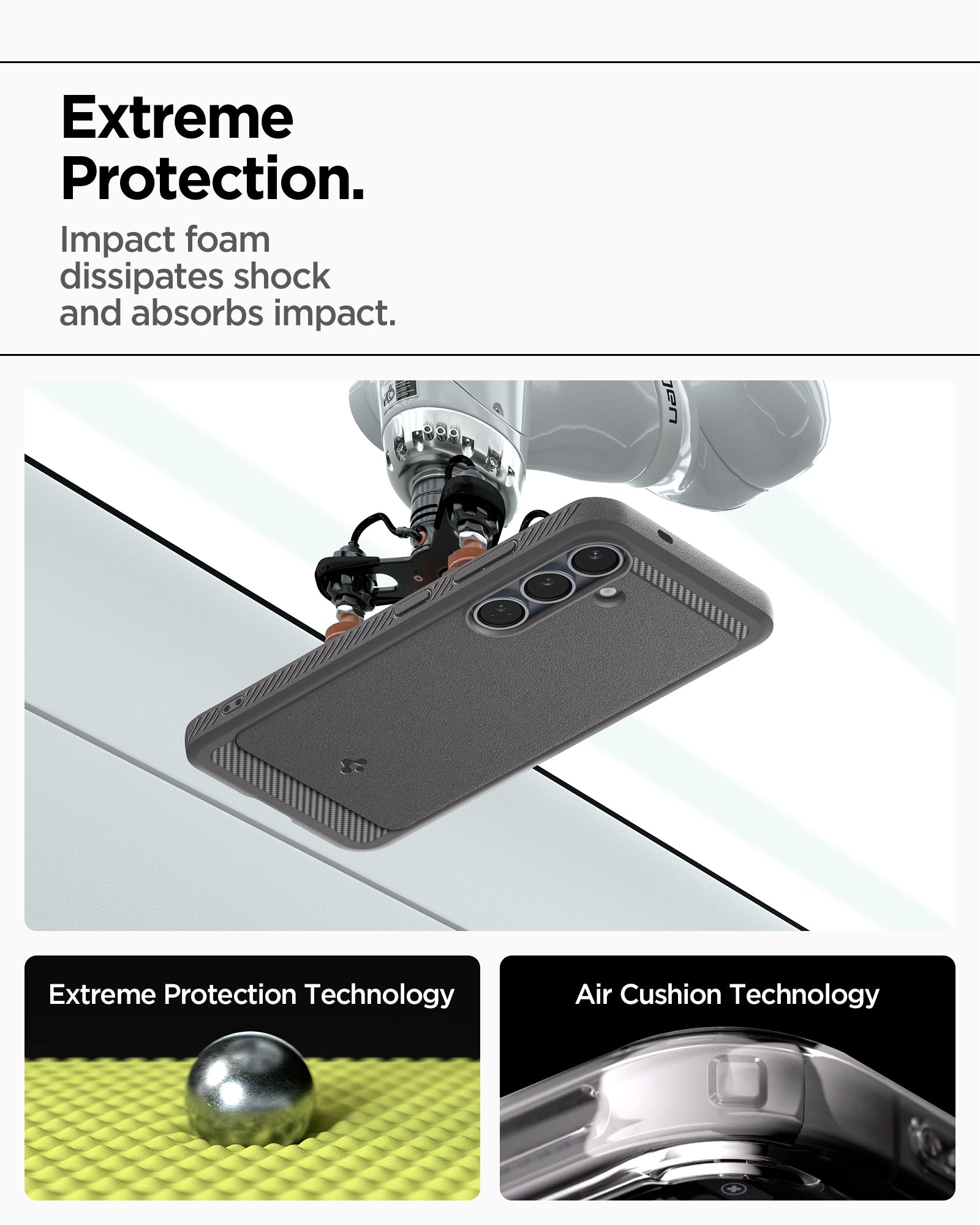 ACS08978 - Galaxy S25 Plus Case Rugged Armor (MagFit) in Marble Gray Extreme protection. Impact foam dissipates shock and absorbs impact. Extreme protection technology. Air cushion technology.