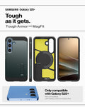 ACS08989 - Galaxy S25 Plus Case Tough Armor AI (MagFit) in Abyss Green showing the only compatible with Galaxy S25+. Not compatible with  Galaxy S25/Galaxy S25 Ultra