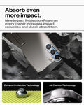 ACS08988 - Galaxy S25 Plus Case Tough Armor AI (MagFit) in Gunmetal showing how it absorb even more impact. New Impact Protection Foam on every corner increases impact reduction and shock absorption. Extreme Protection Technology, Air Cushion Technology