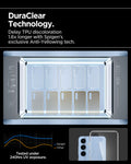 ACS08985 - Galaxy S25 Plus Case Ultra Hybrid in Crystal Clear showing the DuraClear Technology. Delay TPU discoloration 1.6x longer with Spigen's exclusive Anti-Yellowing tech