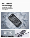 ACS08982 - Galaxy S25 Plus Case Ultra Hybrid Metal Ring Zero One (MagFit) in Zero One Black showing the Air Cushion Technology. Airbag-like corners mitigate impact from every drops. Ultimate durability proven. 48