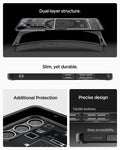 ACS08982 - Galaxy S25 Plus Case Ultra Hybrid Metal Ring Zero One (MagFit) in Zero One Black showing the dual-layer structure. Slim, yet durable. Additional protection. Precise design with tactile buttons and easy accessibility 