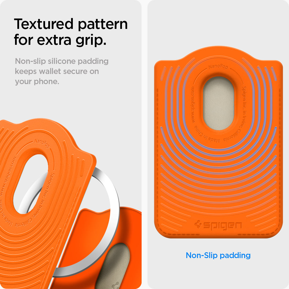 AFA09233 - Galaxy S25 Case MagSafe Card Holder Nano Pop (MagFit) in Orange Beige showing textured pattern for extra grip.