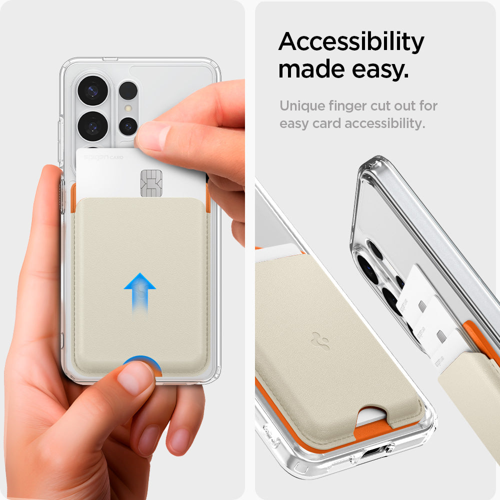 AFA09233 - Galaxy S25 Case MagSafe Card Holder Nano Pop (MagFit) in Orange Beige showing accessibility made easy.