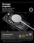 ACS09415 - Galaxy S25 Edge Case Ultra Hybrid Zero One in Zero One Black showing the stronger magnets. Stronger magnets for easy, securer, and snappy connectivity. Magnetic accessories other than the dedicated Magfit may interfere with the camera lens depending on their size