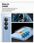 AGL09086 - Galaxy S25 Plus Optik Pro EZ Fit Lens Protector in Black showing the easy to install. Includes alignment tray for quick and easy guided glass application