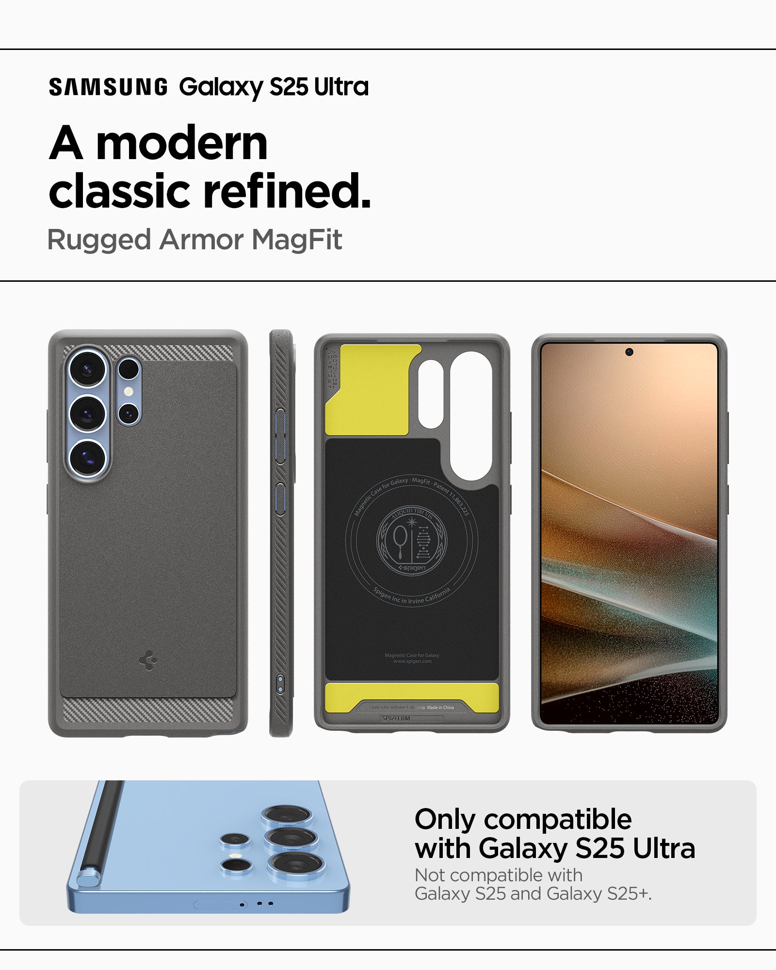 ACS08952 - Galaxy S25 Ultra Case Rugged Armor (MagFit) in Marble Gray A modern classic refined. Rugged armor magfit. Only compatible with galaxy s25 ultra. Not compatible with galaxy s25 and galaxy s25+.