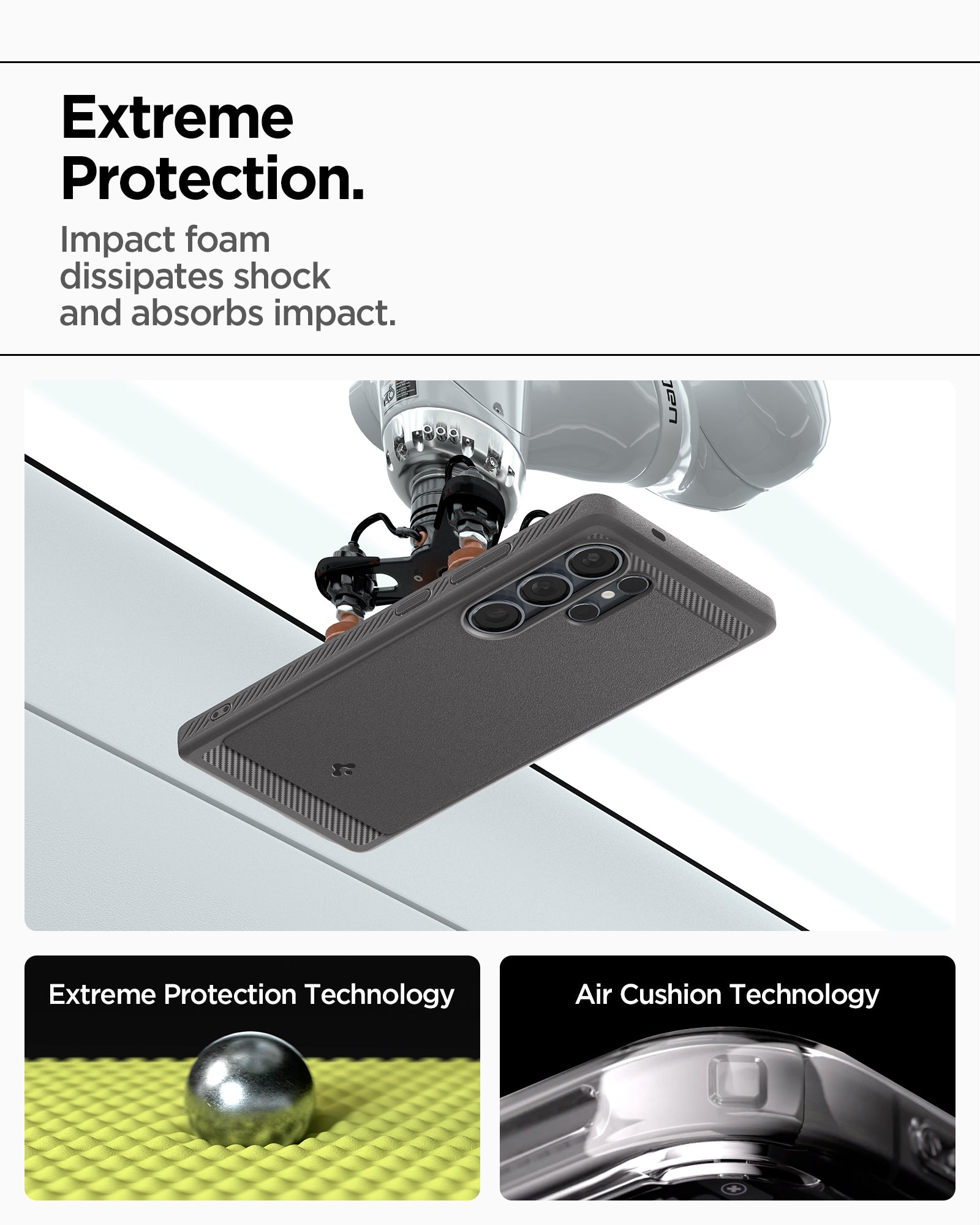 ACS08952 - Galaxy S25 Ultra Case Rugged Armor (MagFit) in Marble Gray Extreme protection. Impact foam dissipates shock and absorbs impact. Extreme protection technology. Air cushion technology.