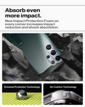 ACS08966 - Galaxy S25 Ultra Case Tough Armor AI (MagFit) in Abyss Green showing how it absorb even more impact. New Impact Protection Foam on every corner increases impact reduction and shock absorption. Extreme Protection Technology, Air Cushion Technology