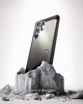ACS08965 - Galaxy S25 Ultra Case Tough Armor AI (MagFit) in Gunmetal back, partial side device sitting on the top of a rock