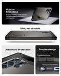 ACS08965 - Galaxy S25 Ultra Case Tough Armor AI (MagFit) in Gunmetal how built-in kickstand. Enjoy hands-free usage for more productivity everyday. Slim, yet durable. Additional Protection, Precise design and easy accessibility