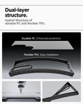ACS08962 - Galaxy S25 Ultra Case Ultra Hybrid in Frost Black showing the dual-layer structure. Hybrid Structure of durable PC and flexible TPU. Durable PC Enhanced protection. Flexible TPU Easy installation
