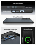 ACS08962 - Galaxy S25 Ultra Case Ultra Hybrid in Frost Black showing the Precision design. Tactile buttons, easy accessibility. Slim, yet durable. Additional Protection. Simply charge