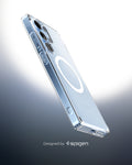 ACS08956 - Galaxy S25 Ultra Case Ultra Hybrid Metal Ring (MagFit) in Clear White showing the partial back, side and bottom