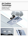 ACS08956 - Galaxy S25 Ultra Case Ultra Hybrid Metal Ring (MagFit) in Clear White showing the air cushion technology. Airbag-like corners mitigate impact from every drops. Ultimate durability proven with 48