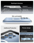 ACS08956 - Galaxy S25 Ultra Case Ultra Hybrid Metal Ring (MagFit) in Clear White showing the dual-layer structure. Made with durable PC enhanced protection and Flexible TPU easy installation. Slim, yet durable with additional protection. Precise design. tactile buttons and easy accessibility