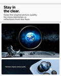 AGL09081 - Galaxy S25 Ultra Optik Pro EZ Fit Lens Protector in Black showing staying in the clear. Keep the original picture quality. No more blemishes or reflections from the flash. Maintains original camera quality
