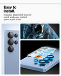 AGL09081 - Galaxy S25 Ultra Optik Pro EZ Fit Lens Protector in Black showing the easy to install. Includes alignment tray for quick and easy guided glass application