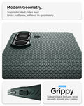 ACS11045 - Galaxy S26 Plus Liquid Air (Mag Fit) in Abyss Green showing modern geometry. sophisticated sides and truss patterns refined in geometry