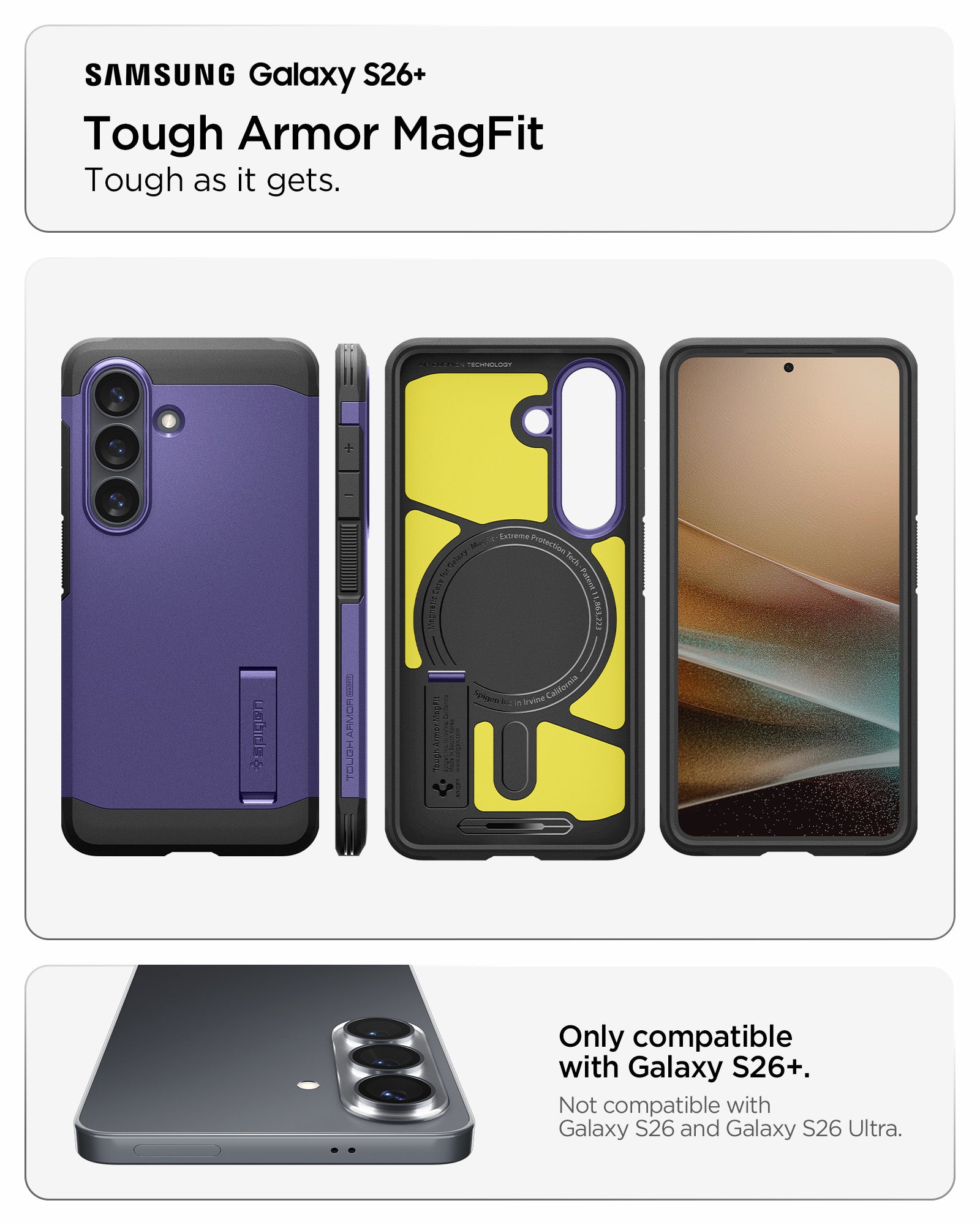 ACS11165 - Galaxy S26 Plus Case Tough Armor (Mag Fit) Ash Violet showing compatibility and tough as it gets