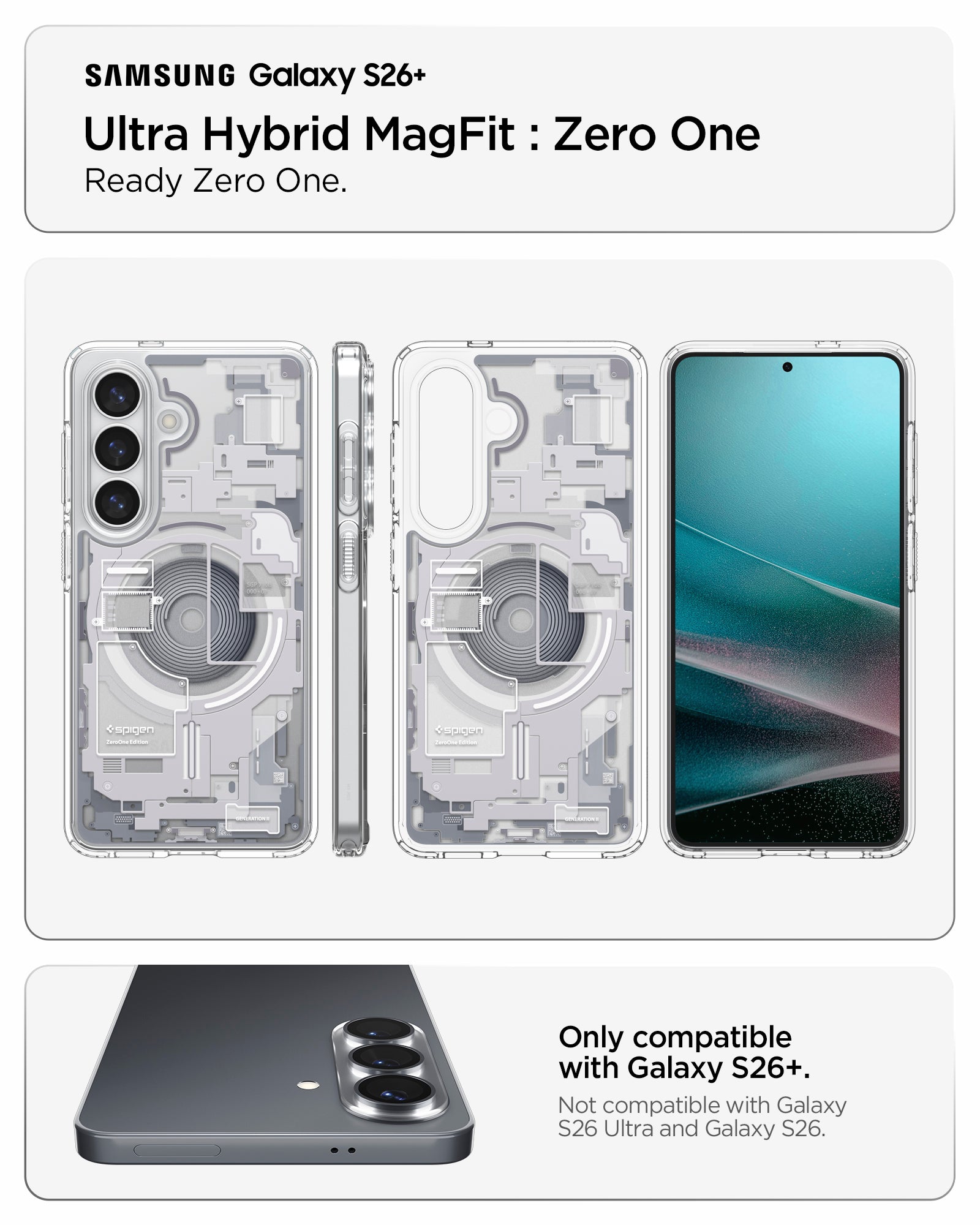 ACS10967 - Galaxy S26 Plus Case Ultra Hybrid Zero One (Mag Fit) White showing ready zero one