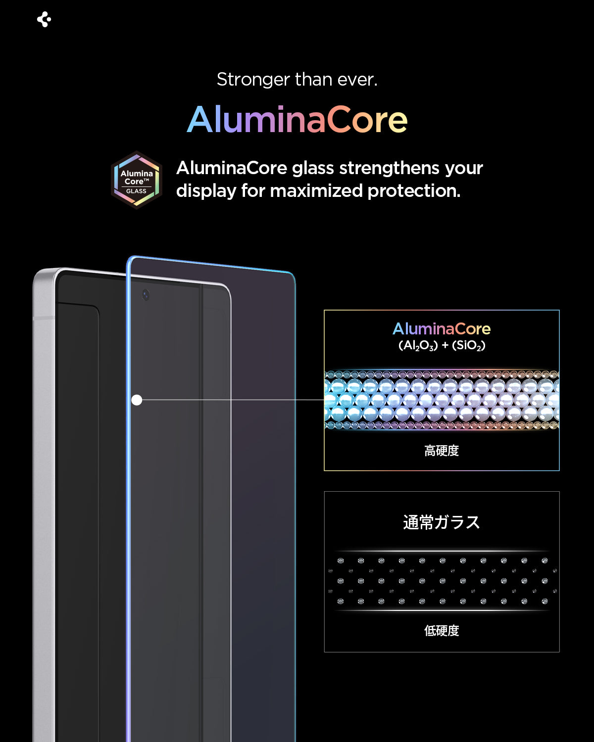 AGL11093 - Galaxy S26 GLAS.tR EZ Fit Pro | Privacy showing aluminacore glass strengthens your display for maximized protection