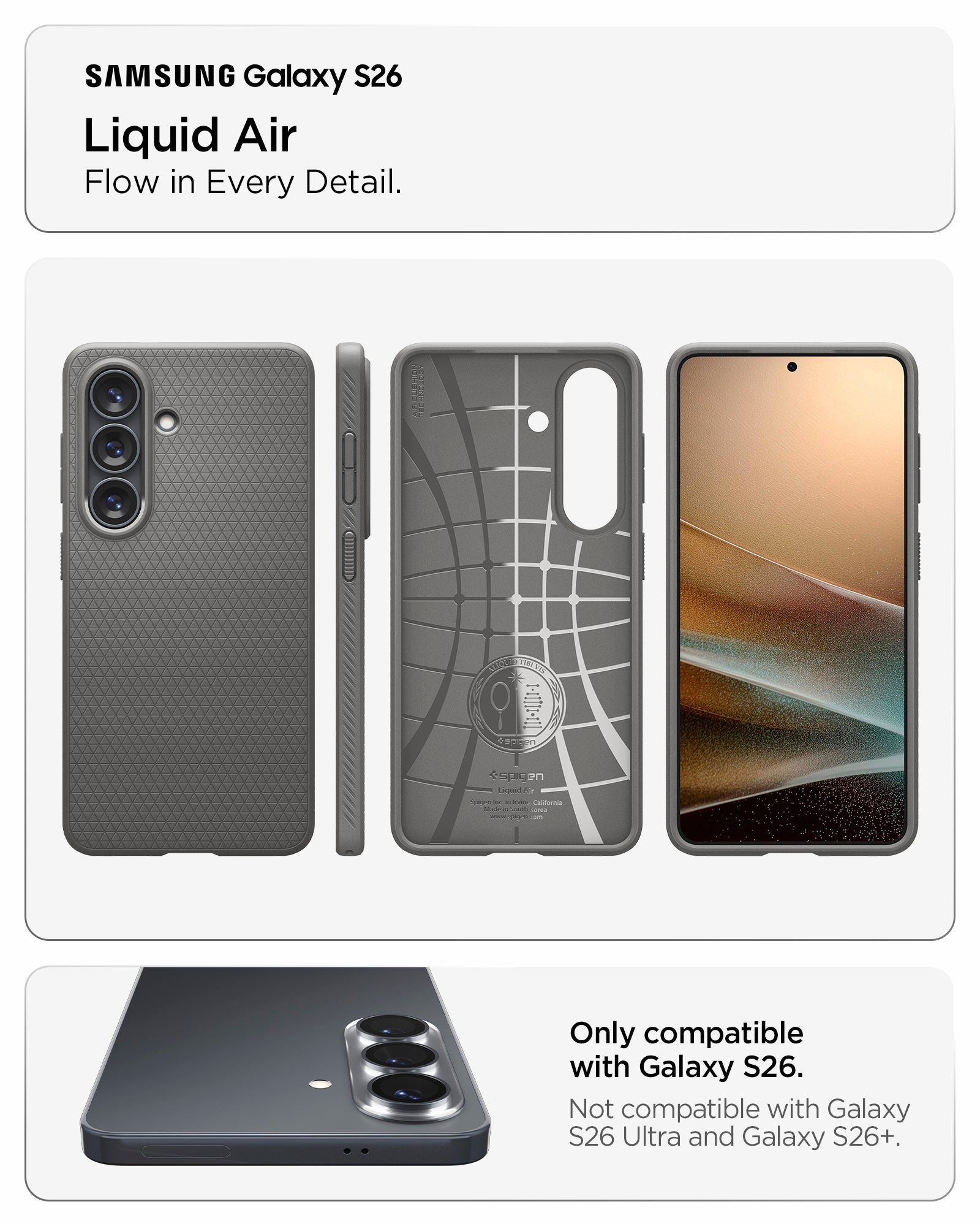 ACS11216 - Galaxy S26 Liquid Air in Marble Gray showing flow in every detail about liquid air