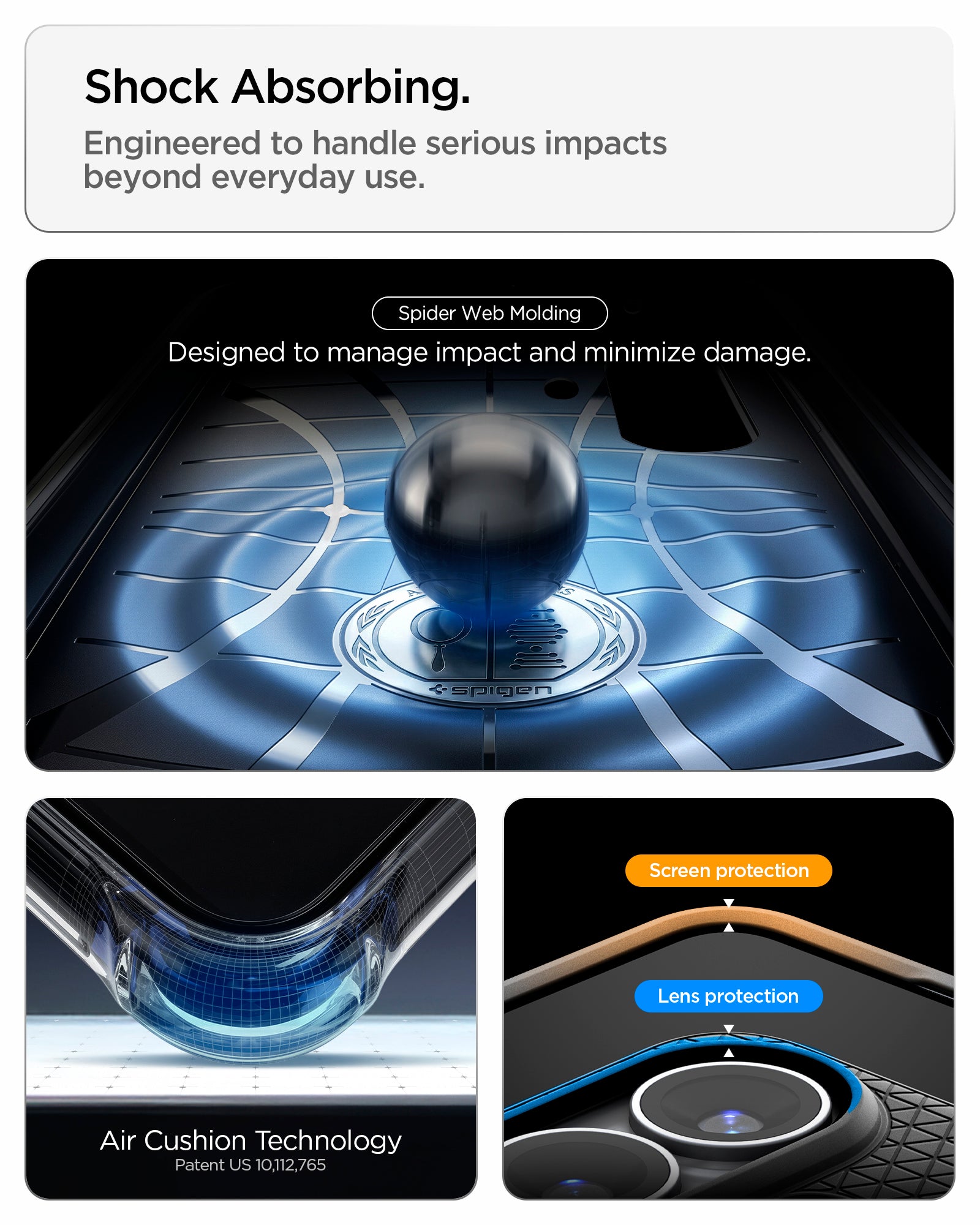 ACS11054 - Galaxy S26 Liquid Air in Matte Black showing shock absorbing. engineered to handle serious impacts beyond everyday use