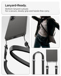 ACS11216 - Galaxy S26 Liquid Air in Marble Gray showing lanyard ready. Bottom lanyard cutouts for a secure steady grip and hands free carry