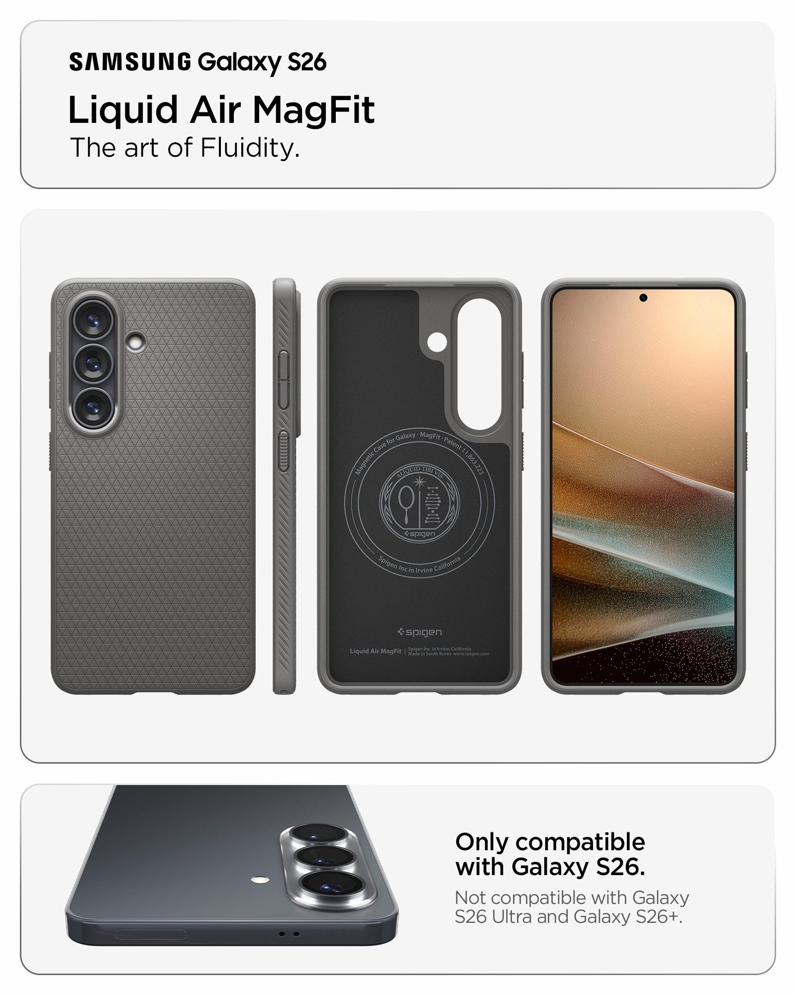 ACS11056 - Galaxy S26 Liquid Air (Mag Fit) in Marble Gray showing the art of fluidity