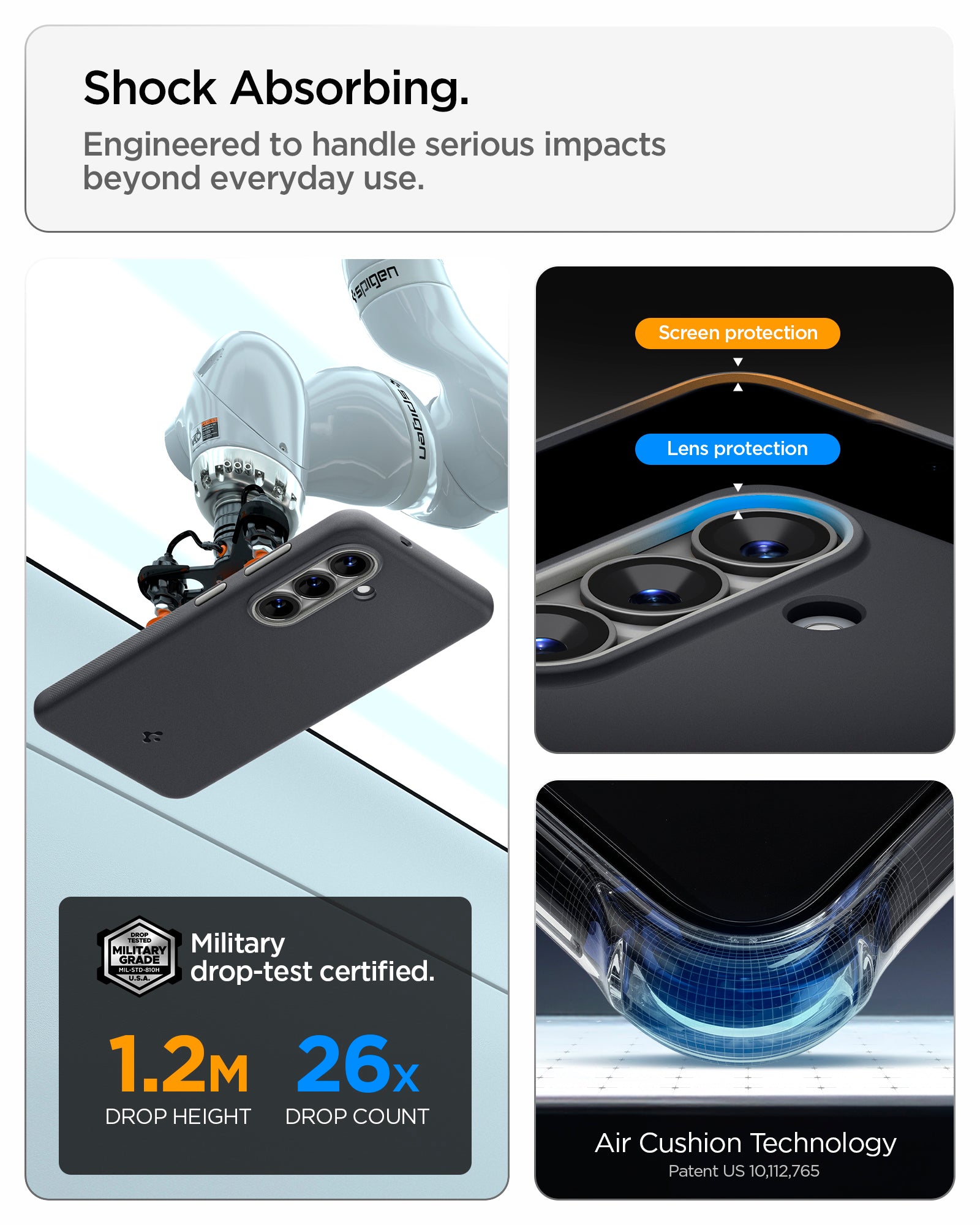 ACS11066 - Galaxy S26  Nano Pop (Mag Fit) in Black Sesame showing shock absorbing. engineered to handle serious impacts beyond everyday use