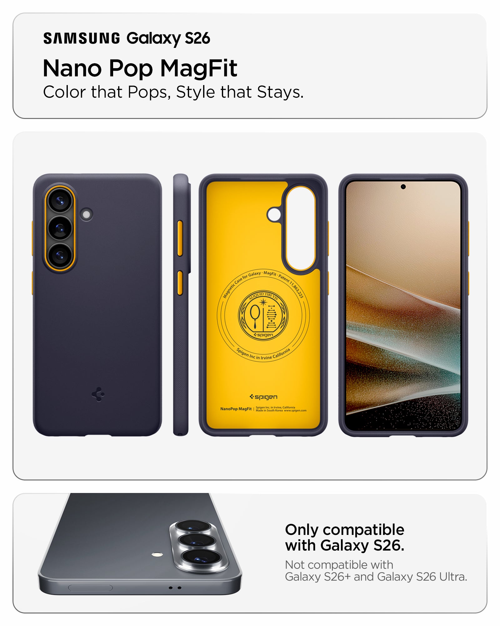 ACS11065 - Galaxy S26 Nano Pop (Mag Fit) in Blueberry Navy showing color that pops style that stays