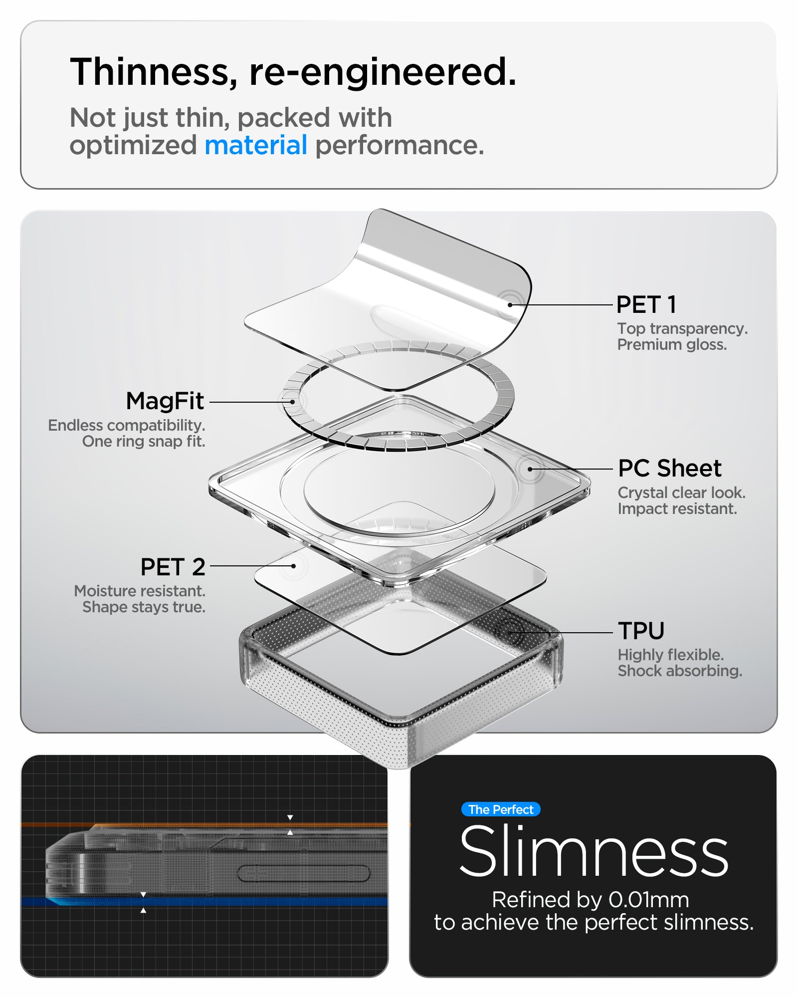 ACS10969 - Galaxy S26 Case Ultra Hybrid (Mag Fit) Crystal Clear showing thinness re engineered. no just thin packed with optimized material performance