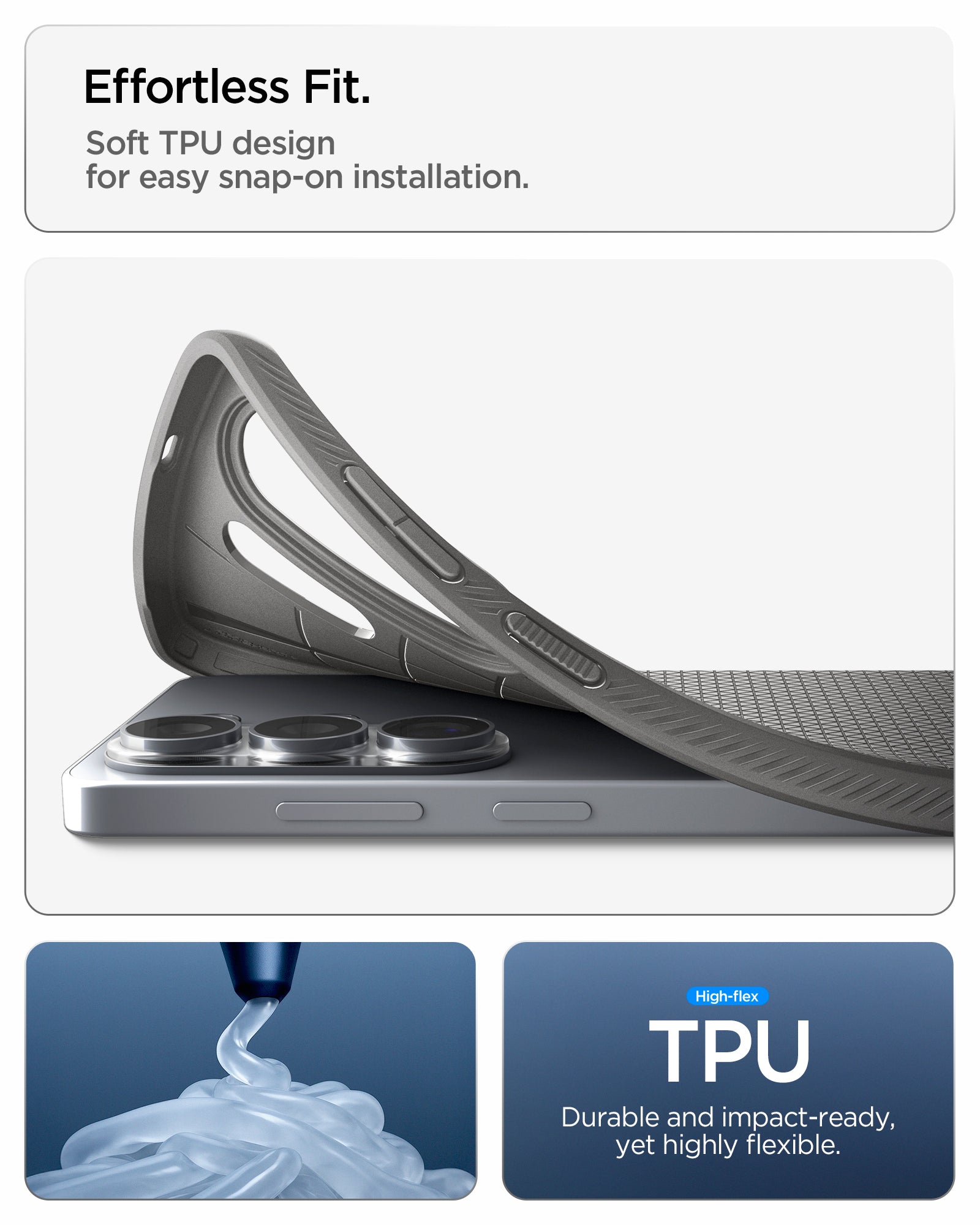 ACS11204 - Galaxy S26 Ultra Liquid Air in Marble Gray showing effortless fit. soft TPU design for easy snap on installation