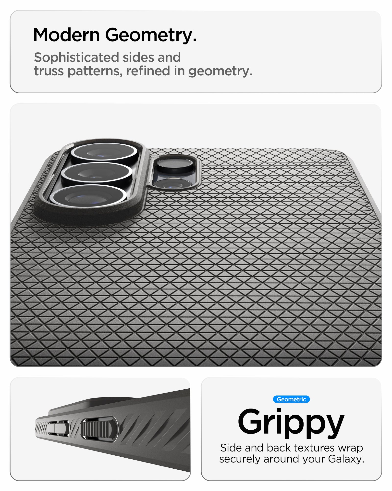 ACS11204 - Galaxy S26 Ultra Liquid Air in Marble Gray showing modern geometry. sophisticated sides and truss patterns refined in geometry
