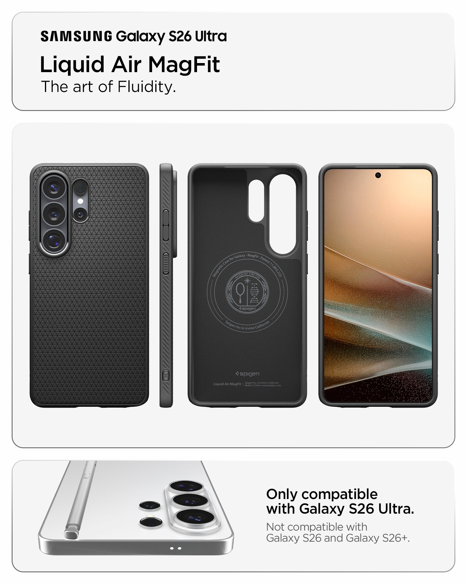 ACS11024 - Galaxy S26 Ultra Liquid Air (Mag Fit) in Matte Black showing the art of fluidity