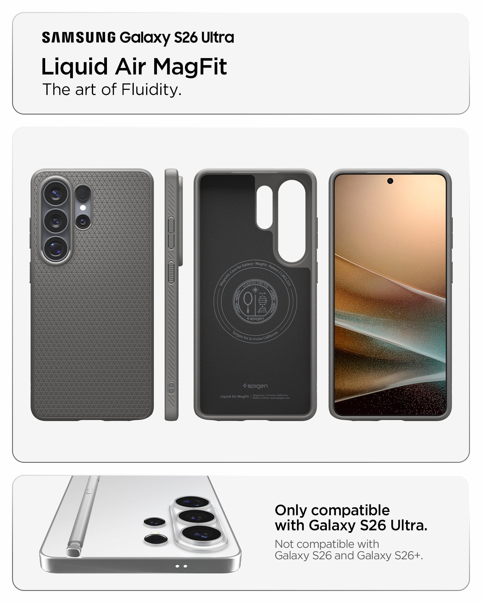 ACS11025 - Galaxy S26 Ultra Liquid Air (Mag Fit) in Marble Gray showing the art of fluidity
