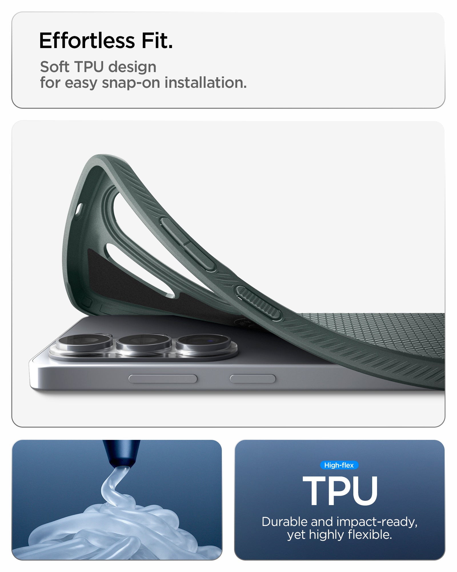 ACS11026 - Galaxy S26 Ultra Liquid Air (Mag Fit) in Abyss Green showing effortless fit. Soft tpu design for easy snap on installation